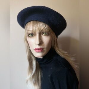 Navy Parkhurst Wool Beret Hat